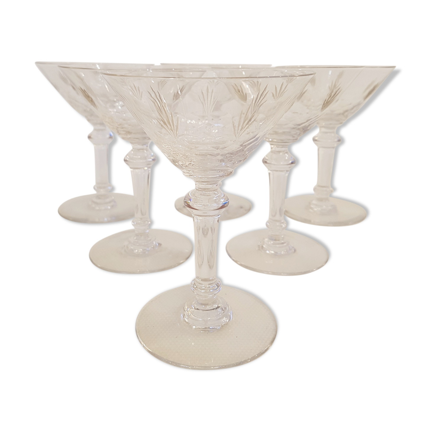 6 Baccarat crystal champagne cups, around 1920