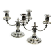 Pair of candlesticks | antique two-armed candelabra in silver-plated metal