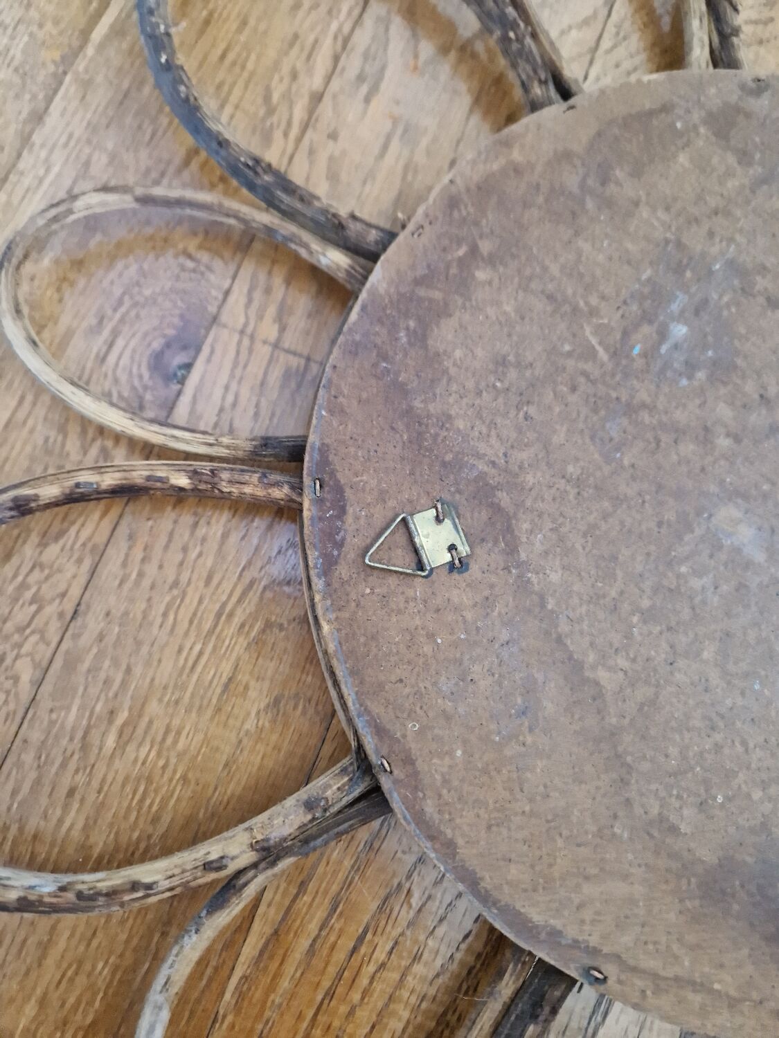 Old vintage rattan flower mirror