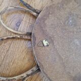 Old vintage rattan flower mirror