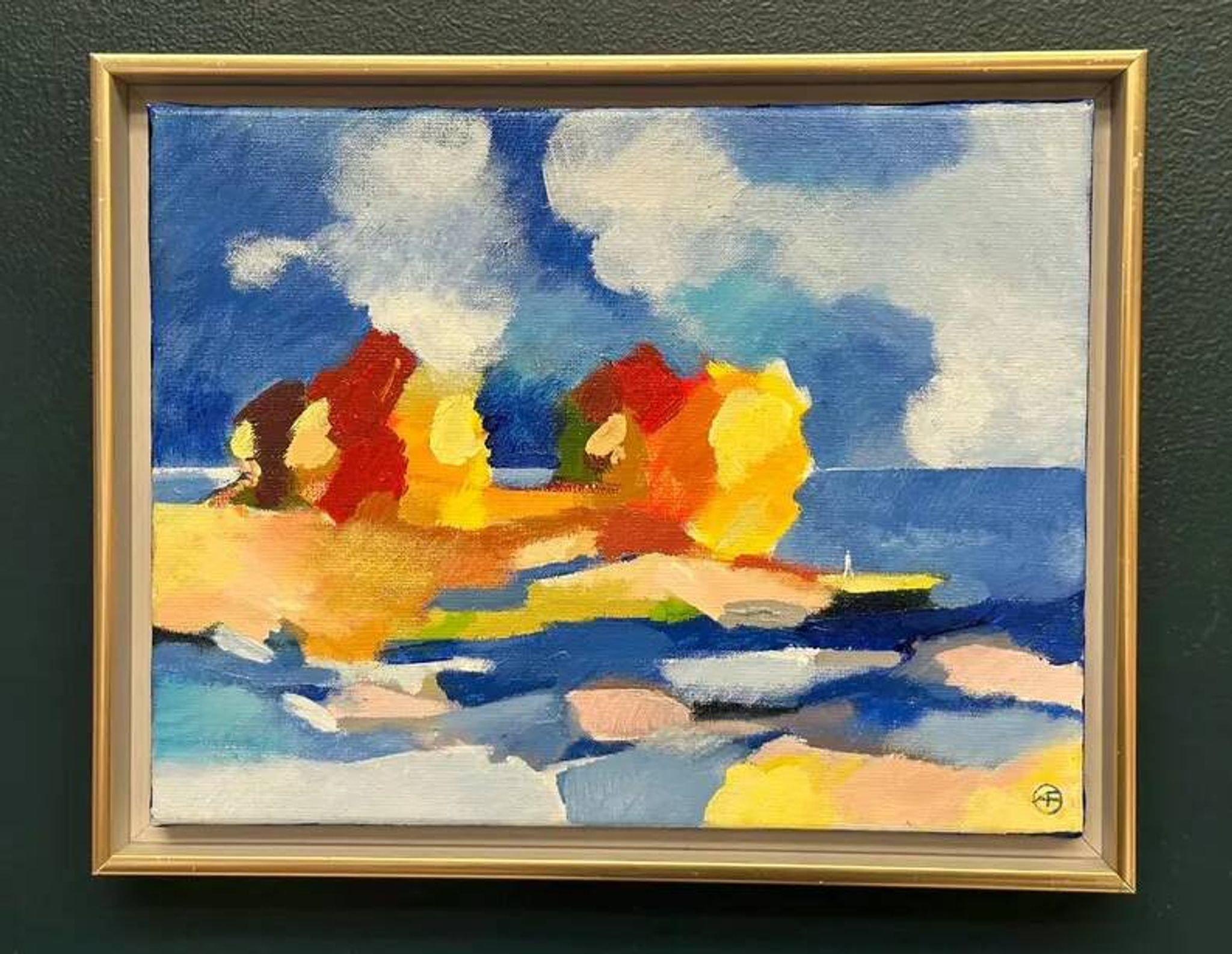 Original Swedish Oil on Canvas – “The Wandering Poet” by Anita Fröding – Signed – Vintage and Framed – 39 × 31 cm (15.4" × 12.2")