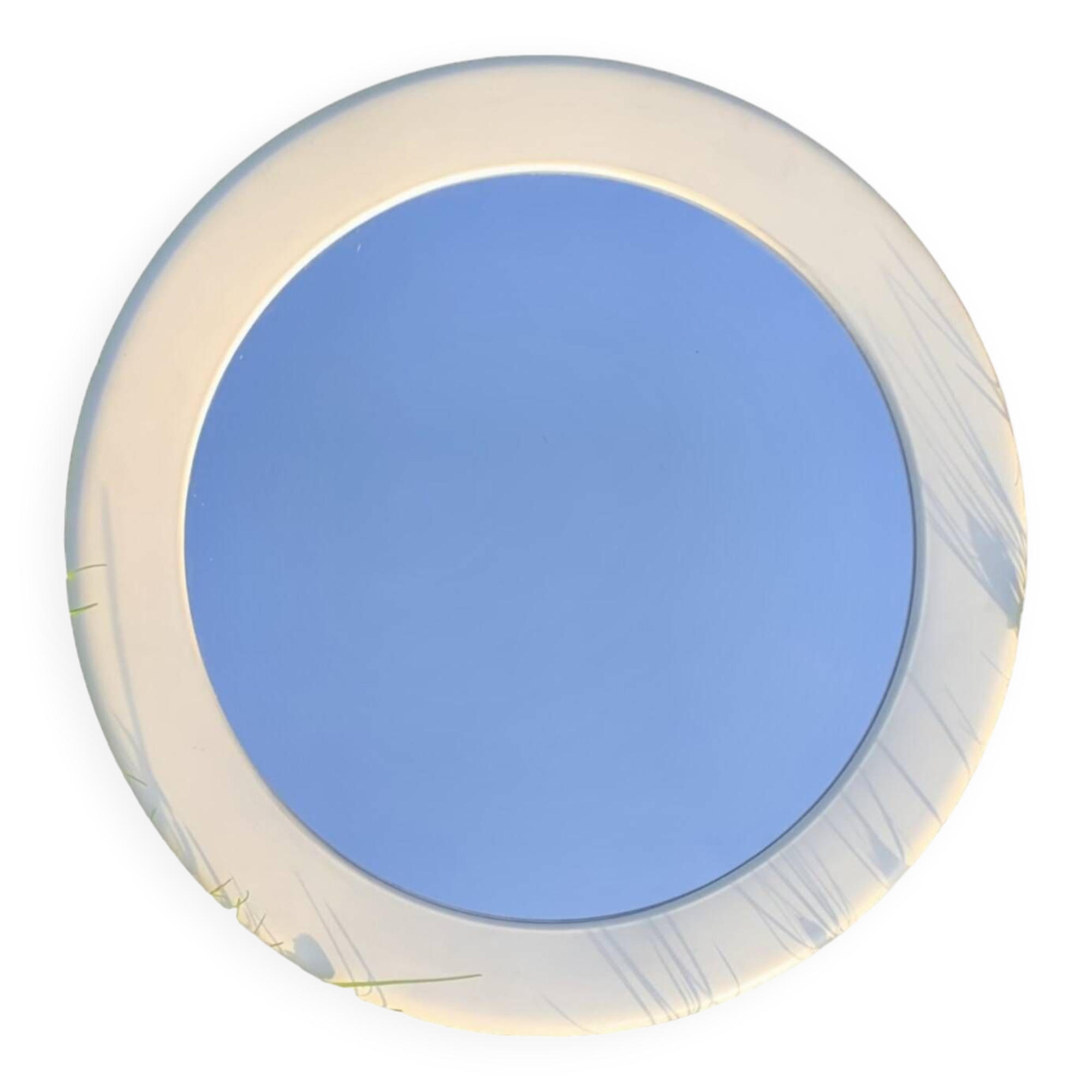 Vintage round white plastic mirror