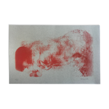 Original lithograph on Ingres paper signed by Claude GARACHE, Suite Vermillon V, 1981