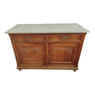 Buffet art déco chêne et marbre