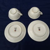 2 cups with pastry saucers and enamel from Limoges Mehun M and S