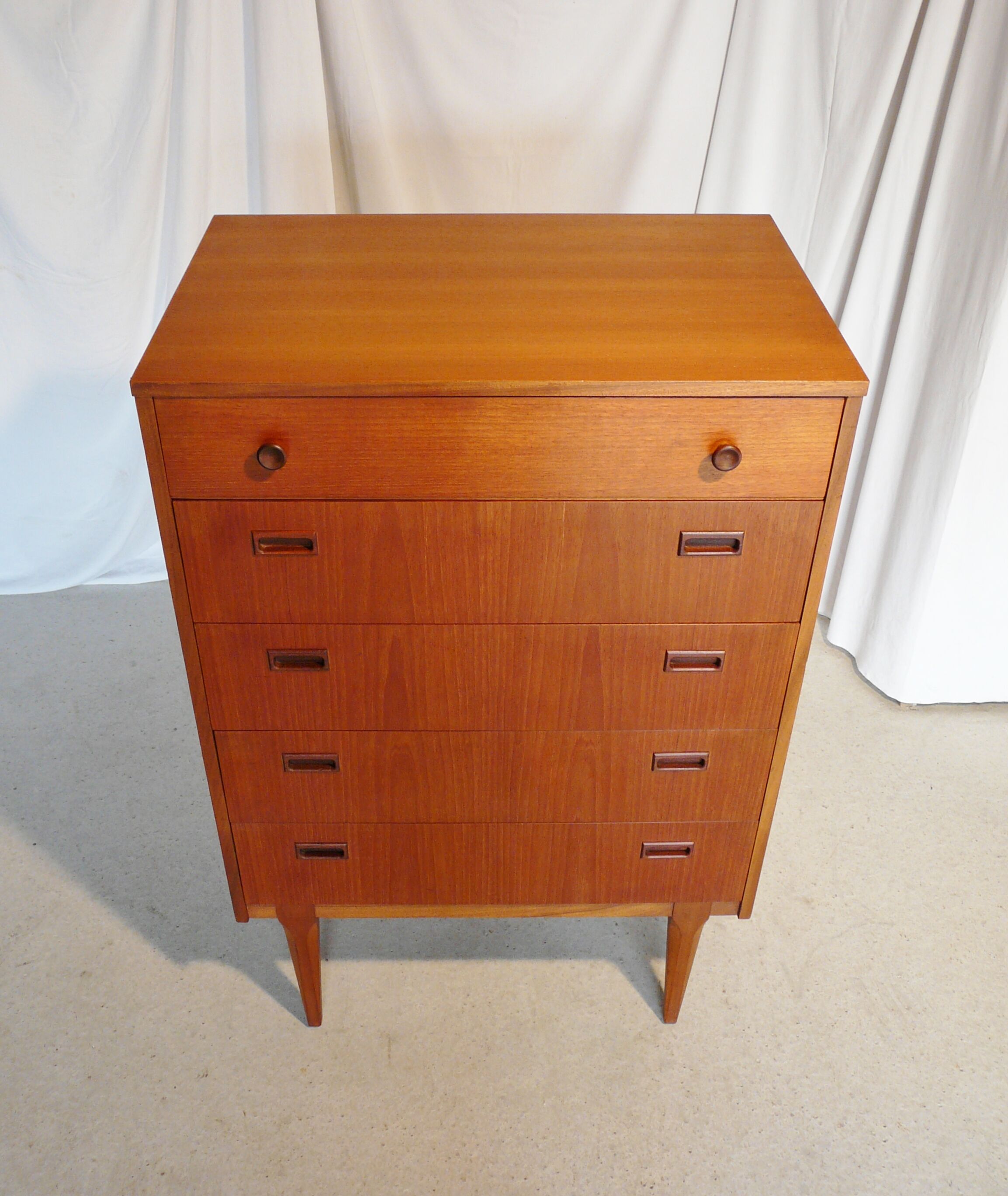 High Scandinavian teak chest of drawers