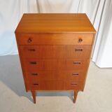 High Scandinavian teak chest of drawers