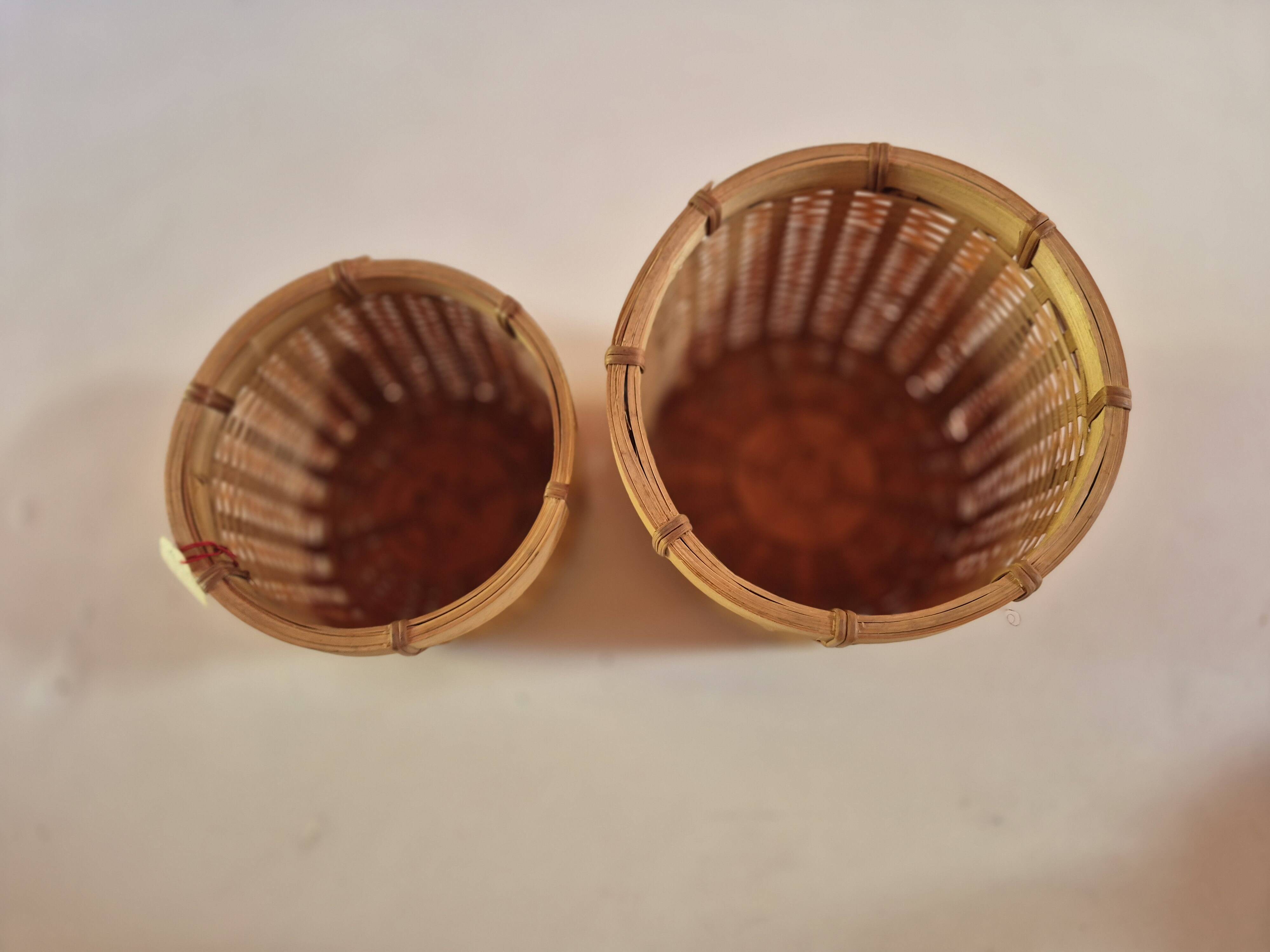 set of 2 flower pot covers made of new vintage bamboo rattan