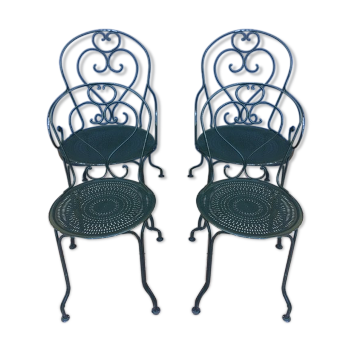 Sets of 2 chairs and 2 garden armchairs in wrought iron DU XXéme