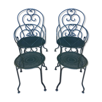 Sets of 2 chairs and 2 garden armchairs in wrought iron DU XXéme