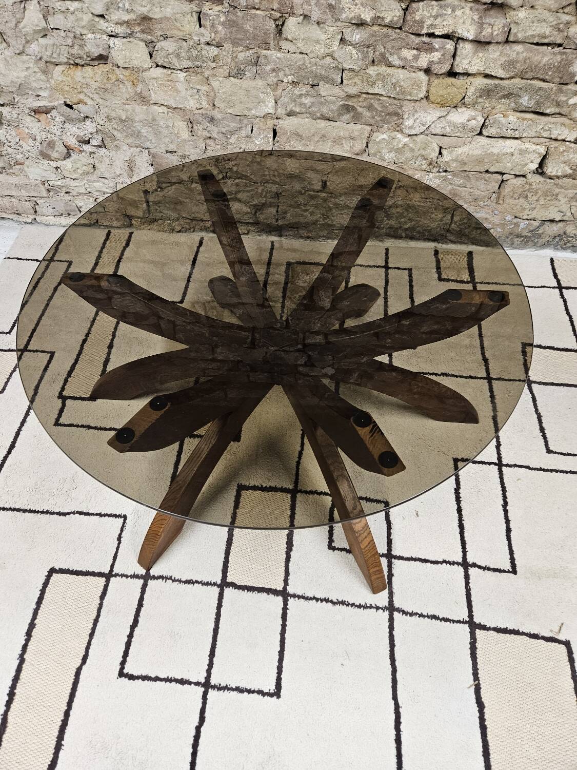 Table basse brutalist vintage 1970"