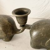 Vintage brass elephant candlestick holders, 1960s/70s.