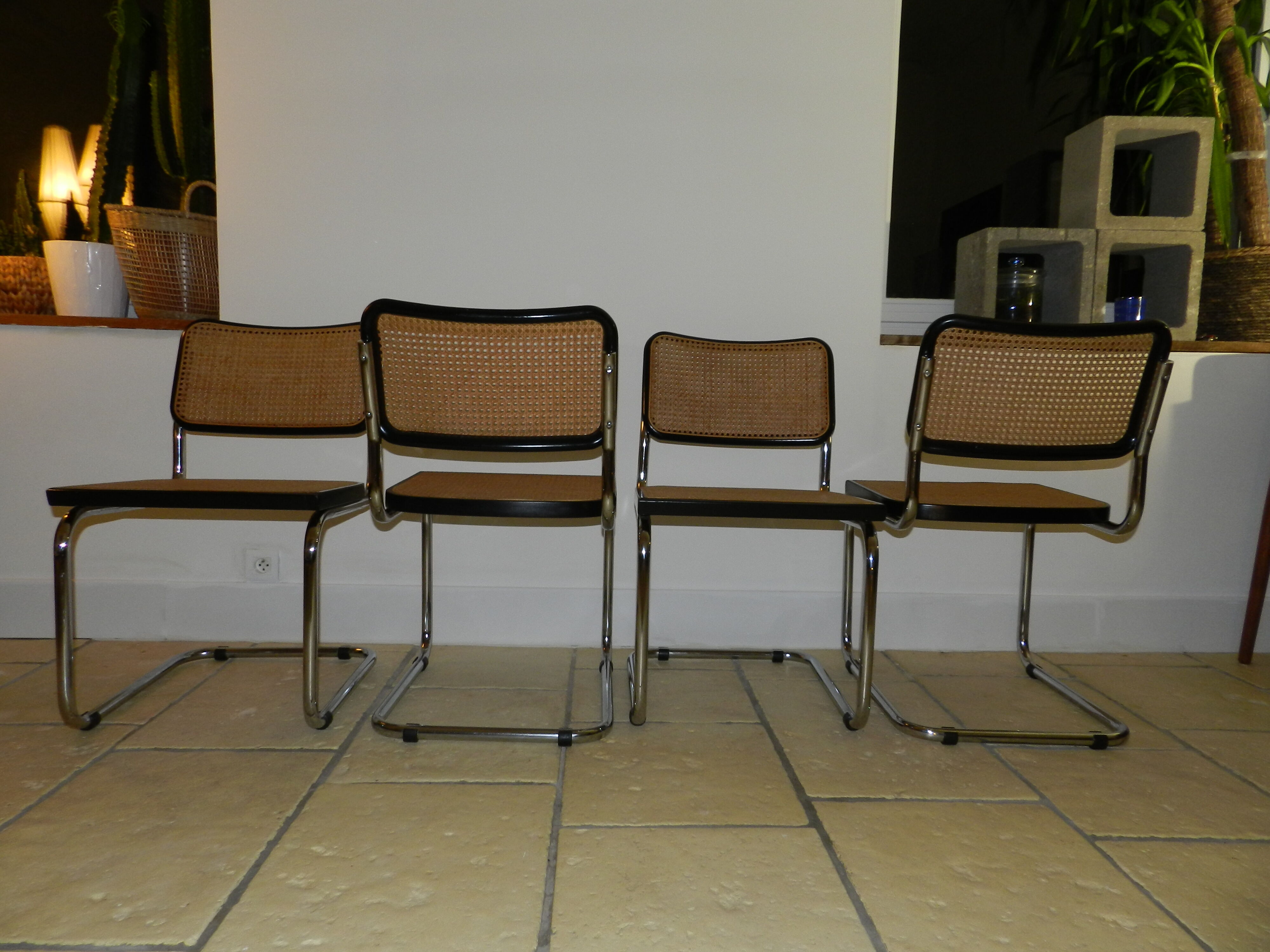 4 chairs Marcel Breuer model Cesca edition Gavina
