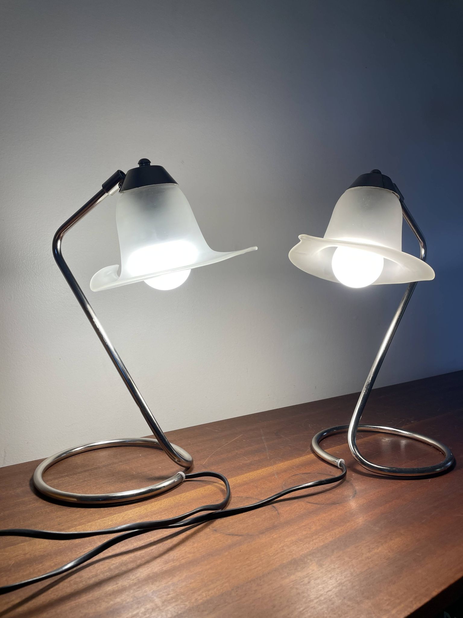 Pair of unusual SCE lamps