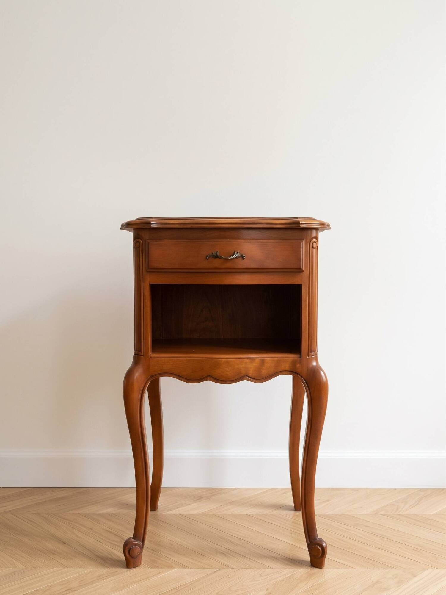 Pair of Regency style bedside tables in cherry wood.