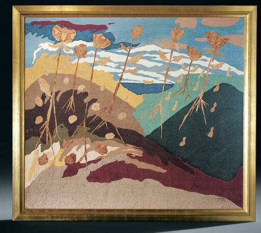 Wooden headboard with marquetry in Art Deco style