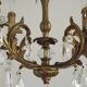 French Vintage Bronze and Glass 4 Light Art Nouveau Crystal Chandelier