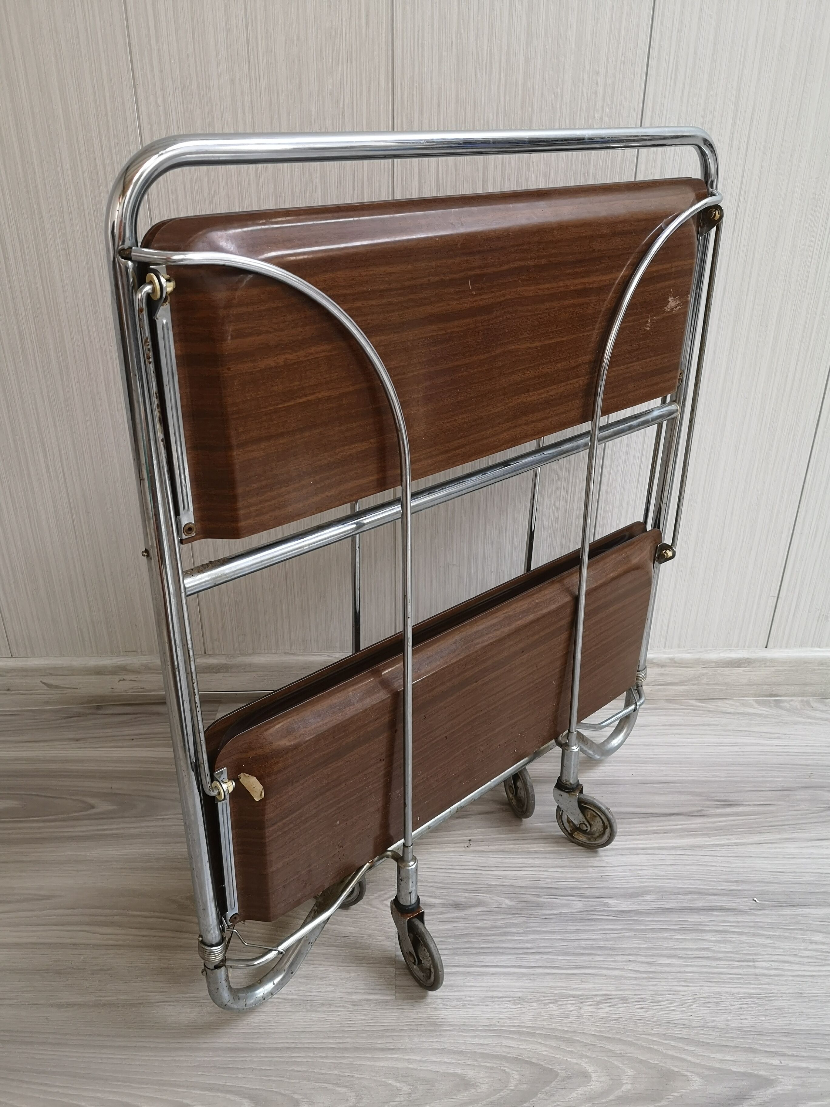 Vintage coffee table, bar, folding side table on wheels