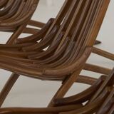 Handcrafted folding chair in solid wood (Iroko) vintage circa 1970.