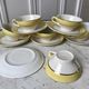 Set of 6 cups and textured yellow sub-cups digoin sarreguemines 50s