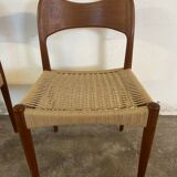 4 Chaises Danoises en Teck et Cordage par Arne et Hovmand Olsen 1960