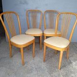 4 designer chairs in bent beech ep 1950 Italy