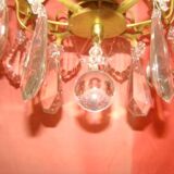 Bronze and crystal chandelier with 4 arms from the early 20th century