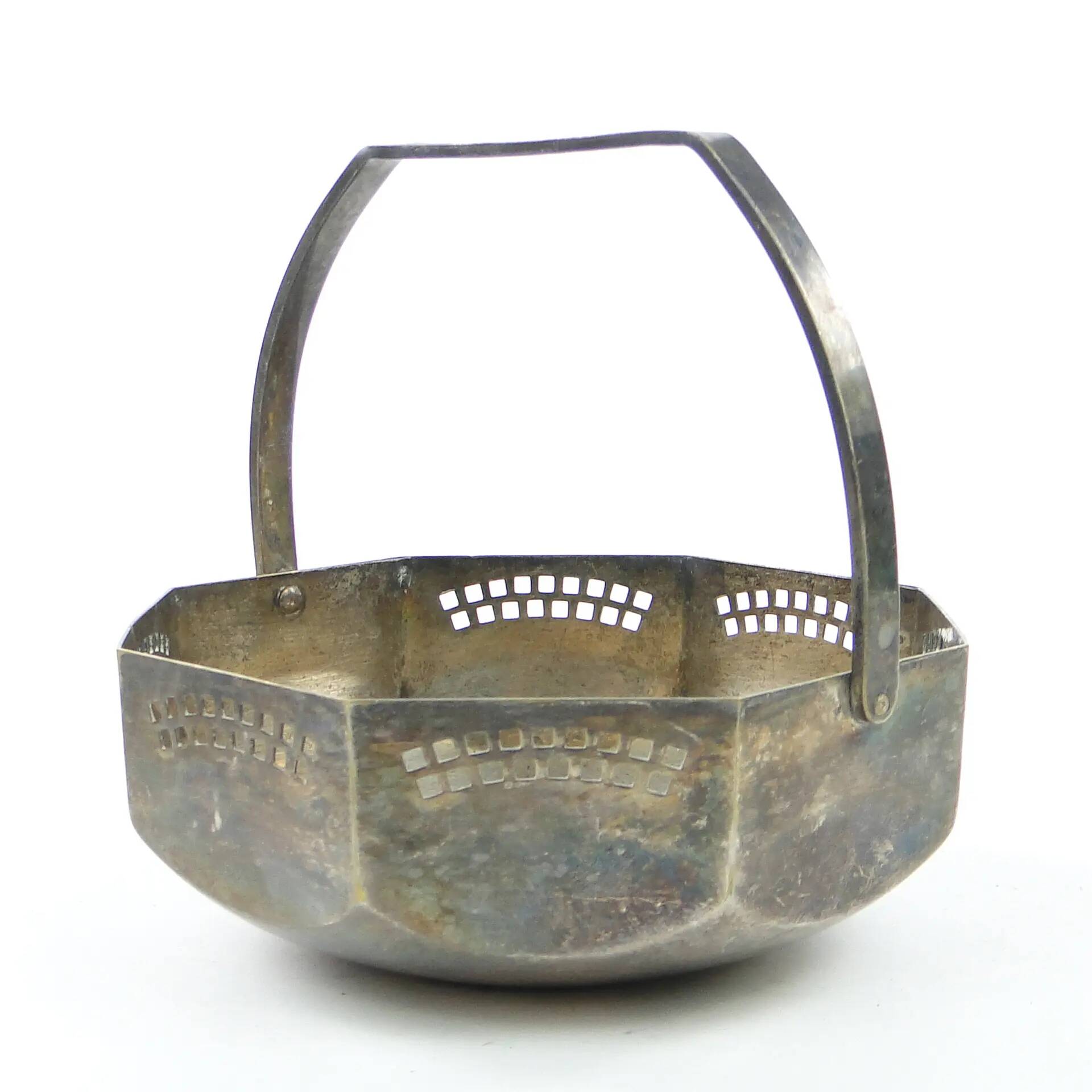 Art Nouveau sugar bowl, silver-plated brass, Austria, early 20th century