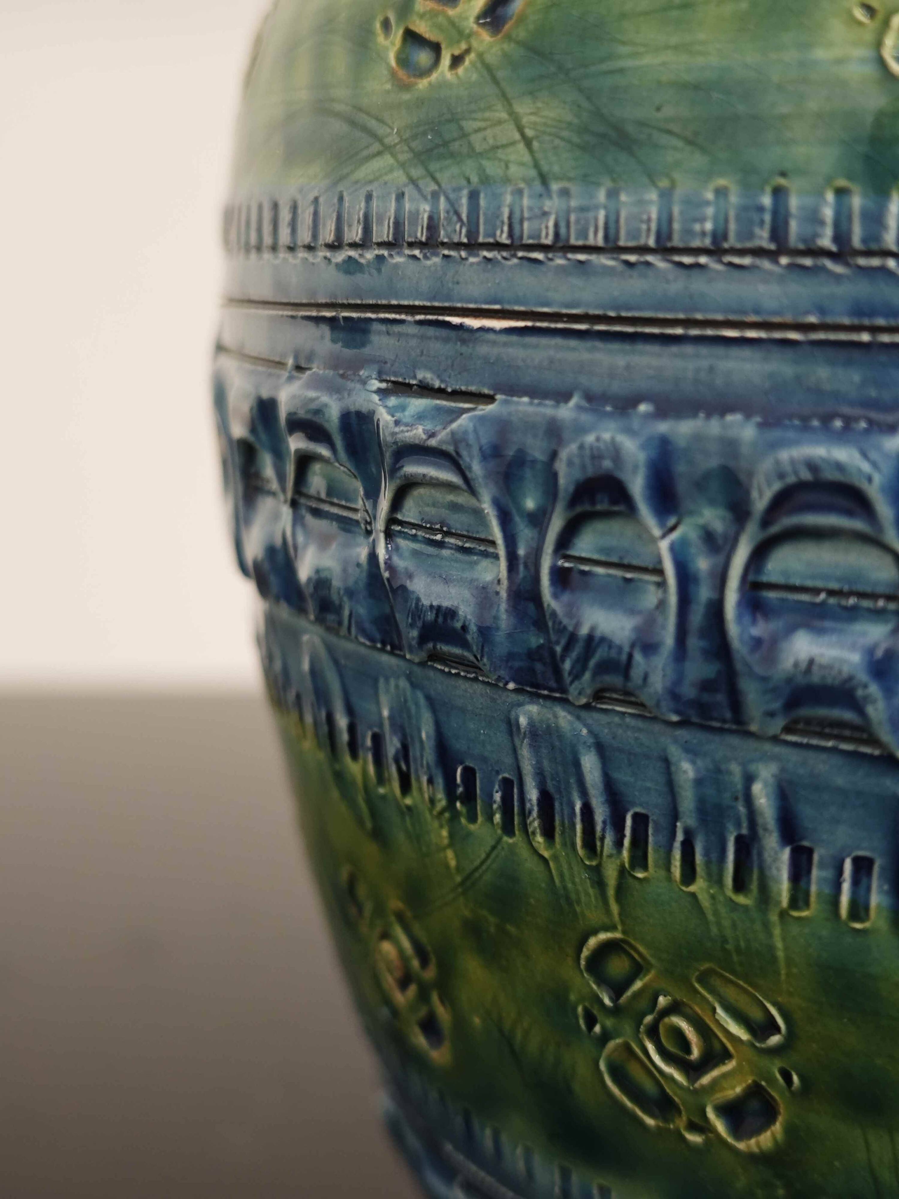 Vase by Aldo Londi for Bitossi 20th century blue background