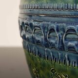 Vase par Aldo Londi pour Bitossi XXe fond bleu