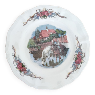 Sarreguemines porcelain plate horse illustration