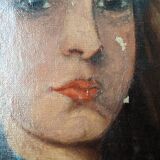 Huile sur toile portrait féminin antique