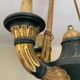 Empire style chandelier with four lights in sheet metal, bronze with patina and gilding