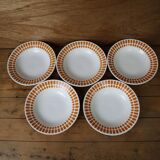 Set of 5 Digoin Sarreguemines deep plates, Capri model