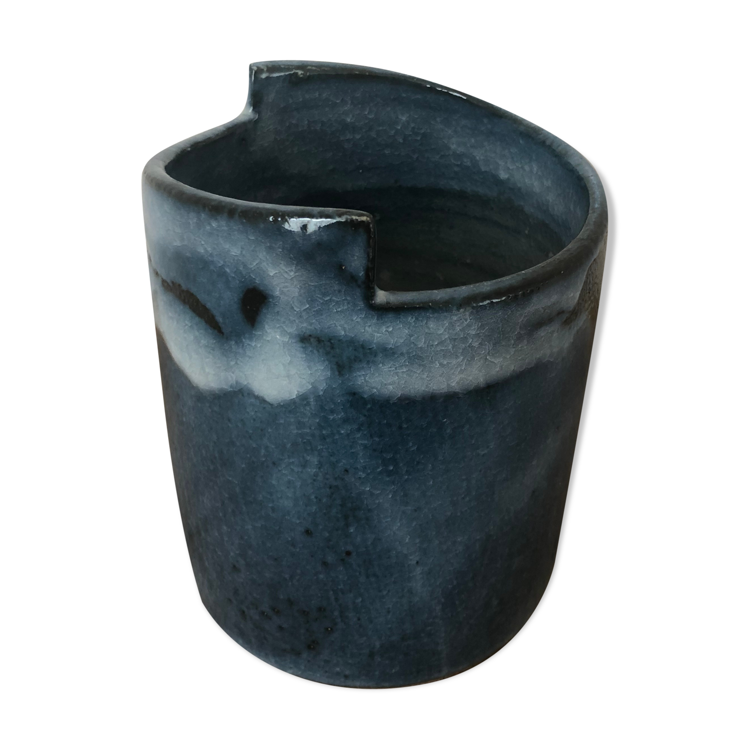 Vintage blue vase in varnished sandstone