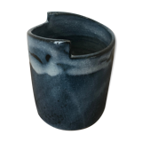 Vase bleu vintage en grès vernissé