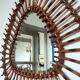 Vintage triangular rattan sun mirror 55x53cm