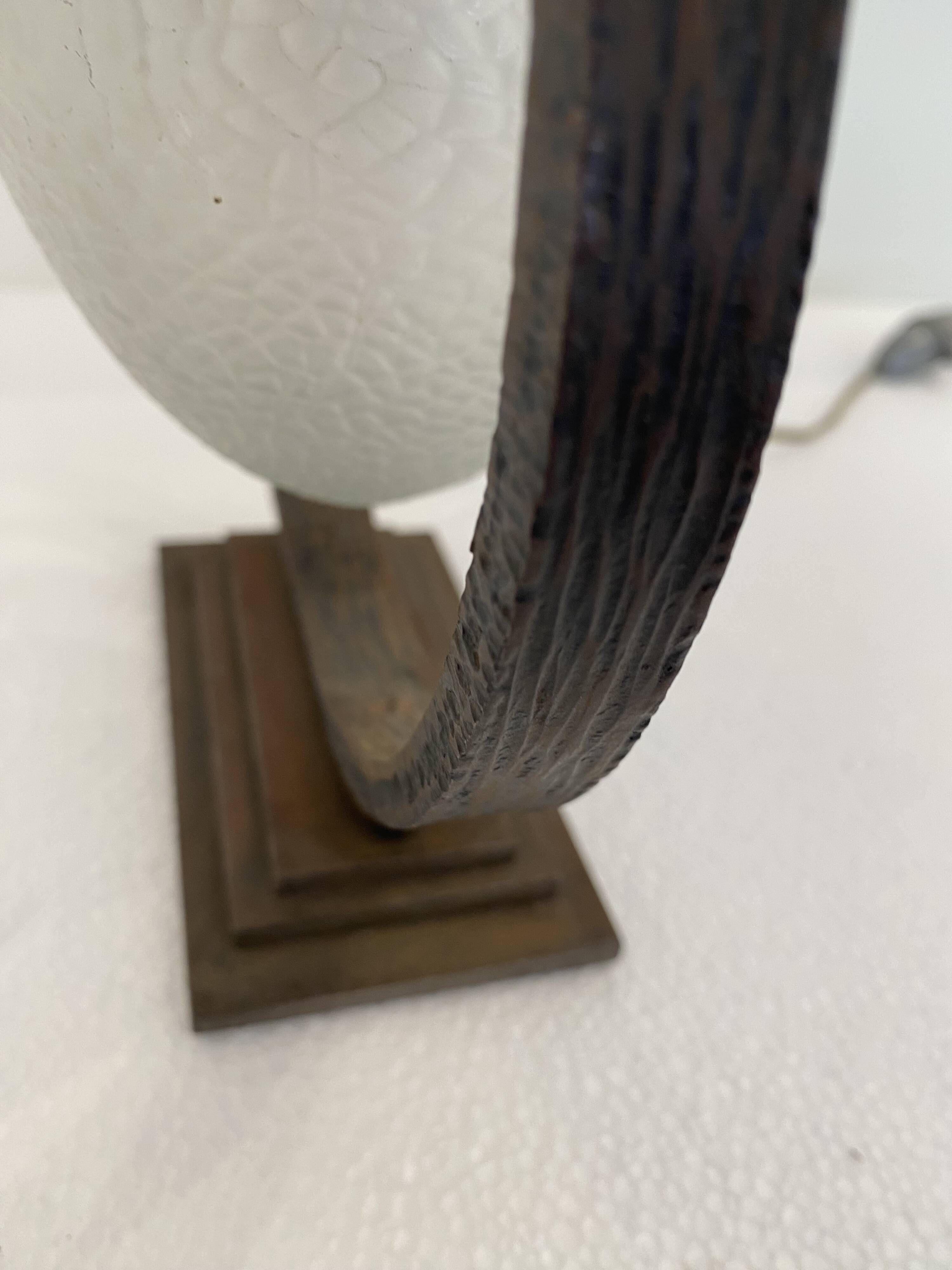 Sculptural Art Deco Table Lamp With Frosted Glass Shade, 1930s