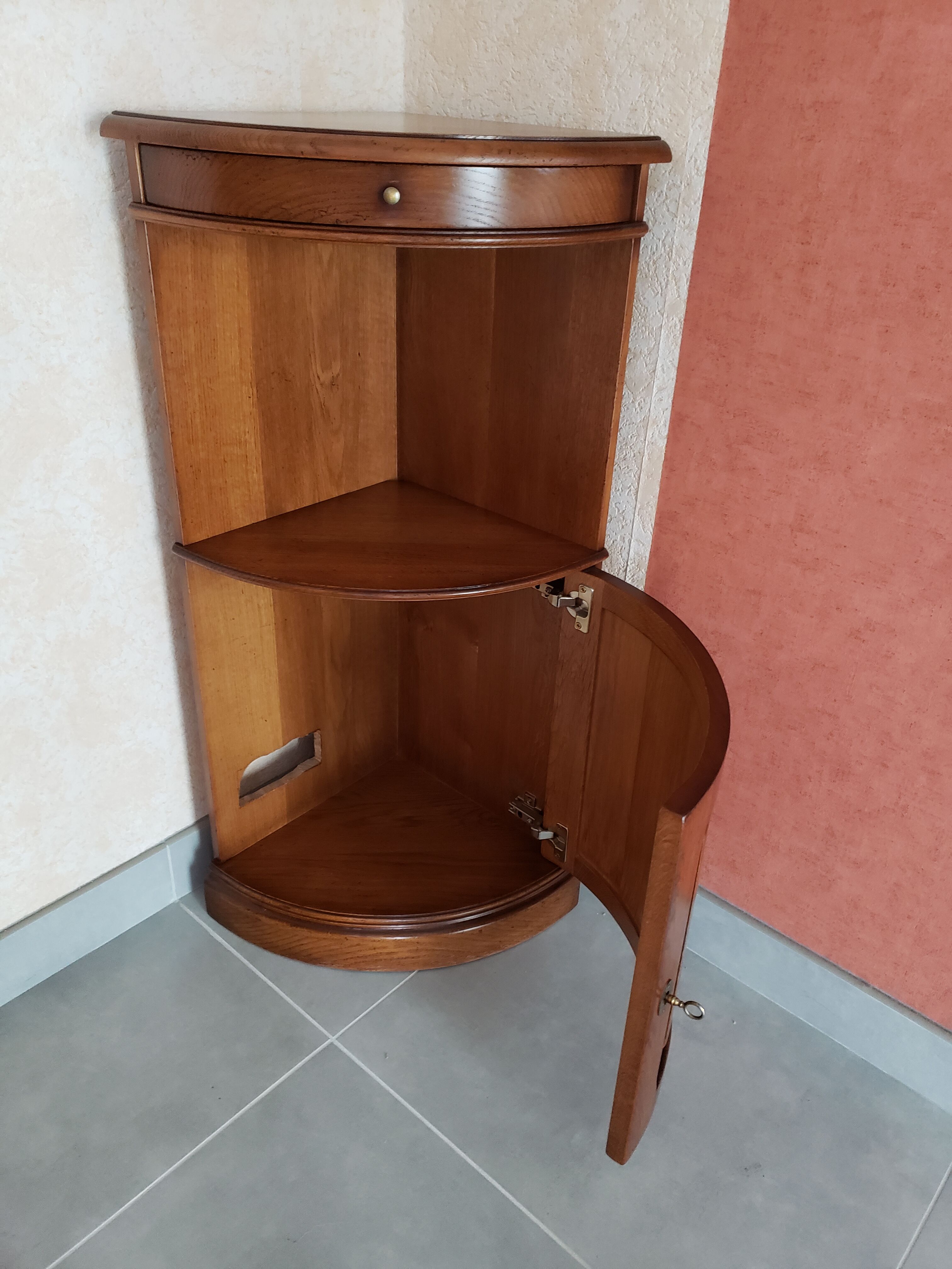 Solid oak corner cabinet