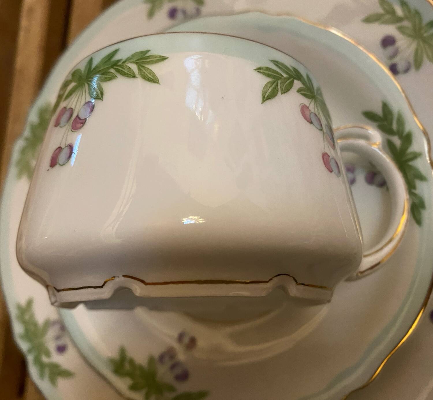 Set of 2 antique porcelain chocolate services.