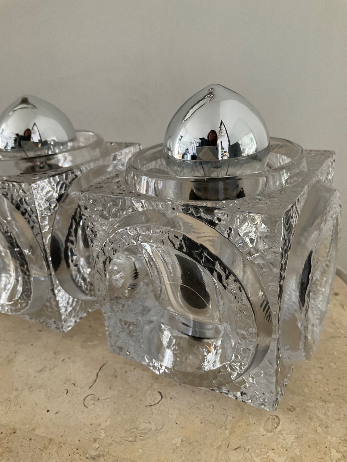 Pair of Ice Cube lamps by Peill & Putzler 70s