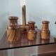 Vintage olive wood condiment service
