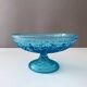 Antique glass bowl, pressed glass turquoise, 19th century