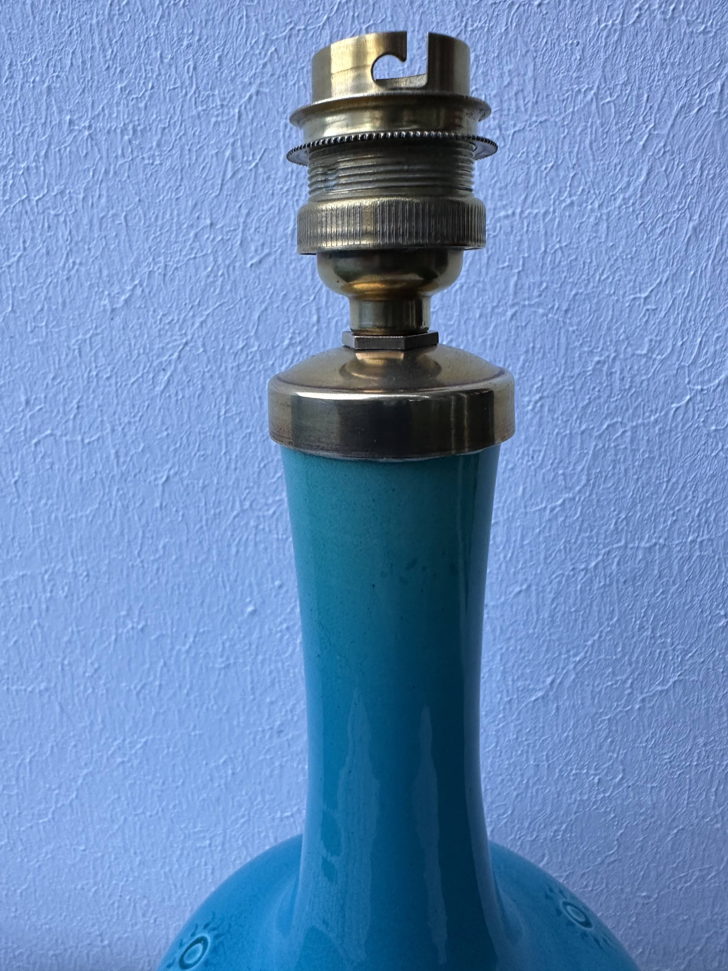 English ceramic lamp base Burmantofts Pottery England, 1880