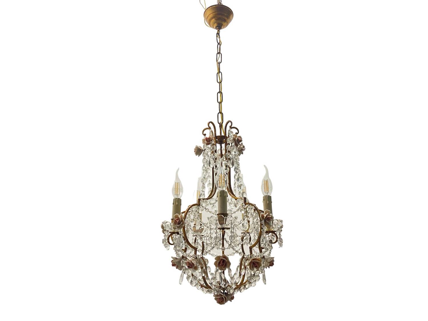 Vintage Crystal Rose Chandelier