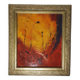 Abstract painting with golden frame
