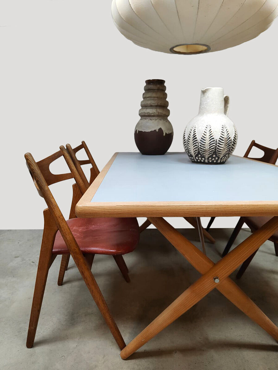 Vintage Hans J. Wegner sawhorse dining table AT303 Andreas Tuck