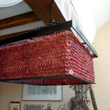 Important Red Glass Bead Chandelier, Murano, Brutalism, c. 1970