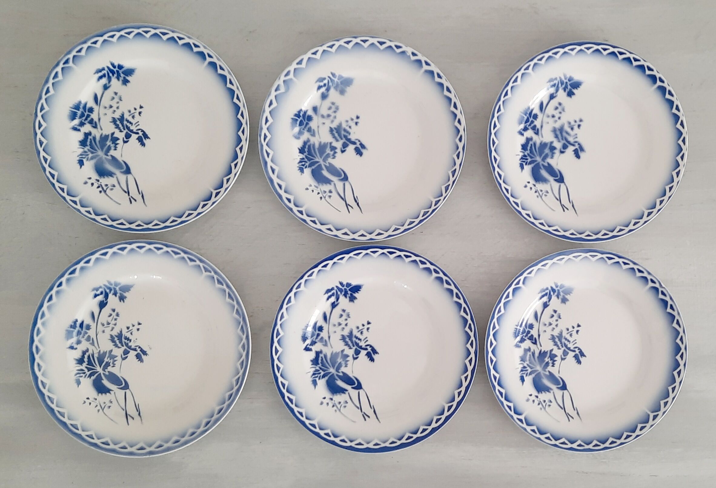 6 dessert or cheese plates in old earthenware Digoin Sarreguemines - Model Annick - Vintage
