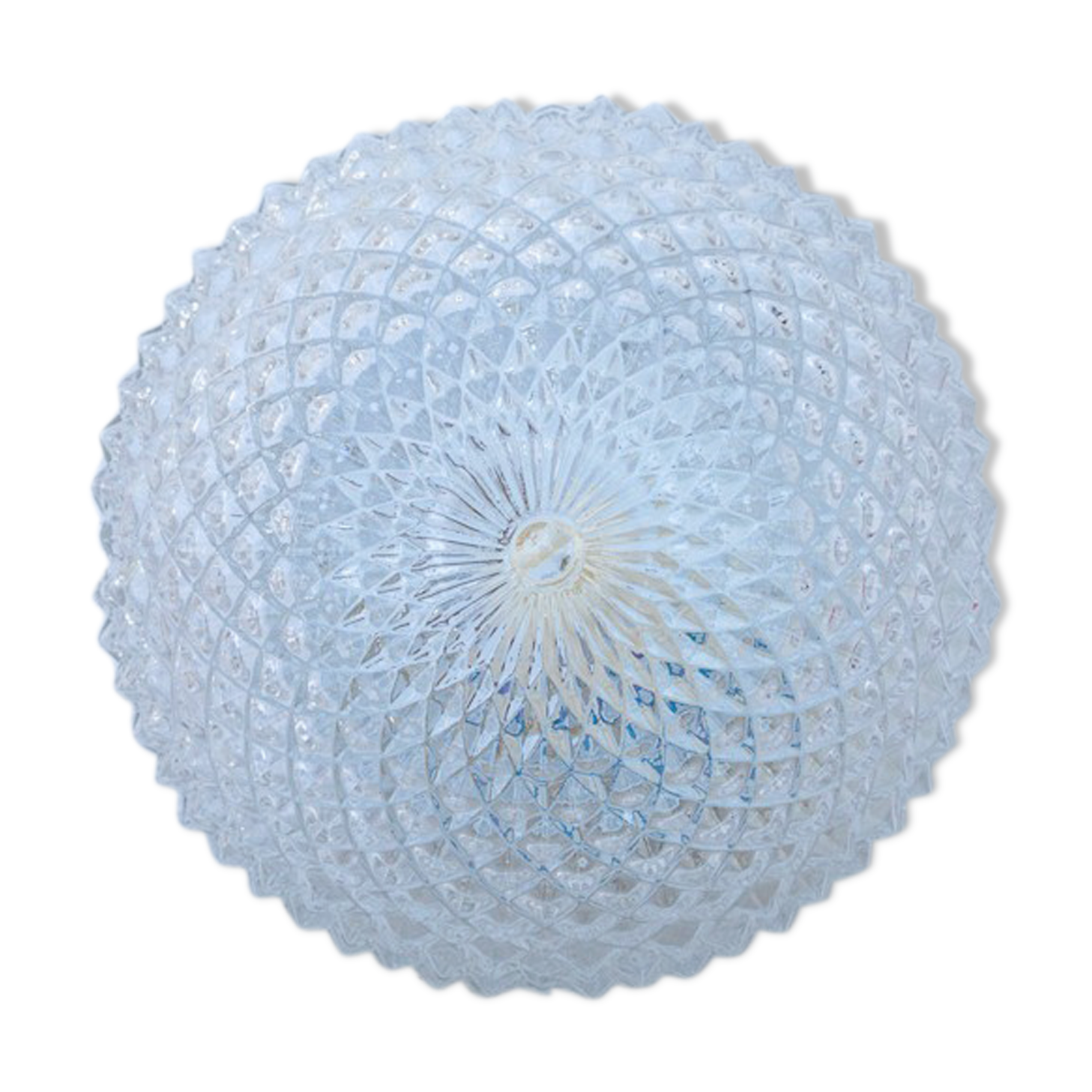 Round ceiling lamp chiseled glass diamond tips